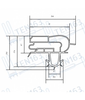 Уплотнитель для холодильника Samsung 570x1030 мм в паз
