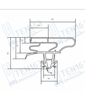 Уплотнитель для холодильника LG 570x800 мм крепление в паз