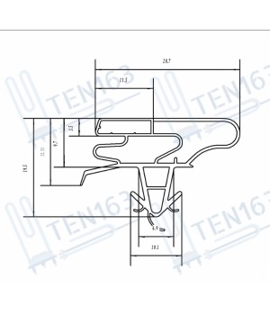 Уплотнитель для холодильника LG 570x970 мм крепление в паз